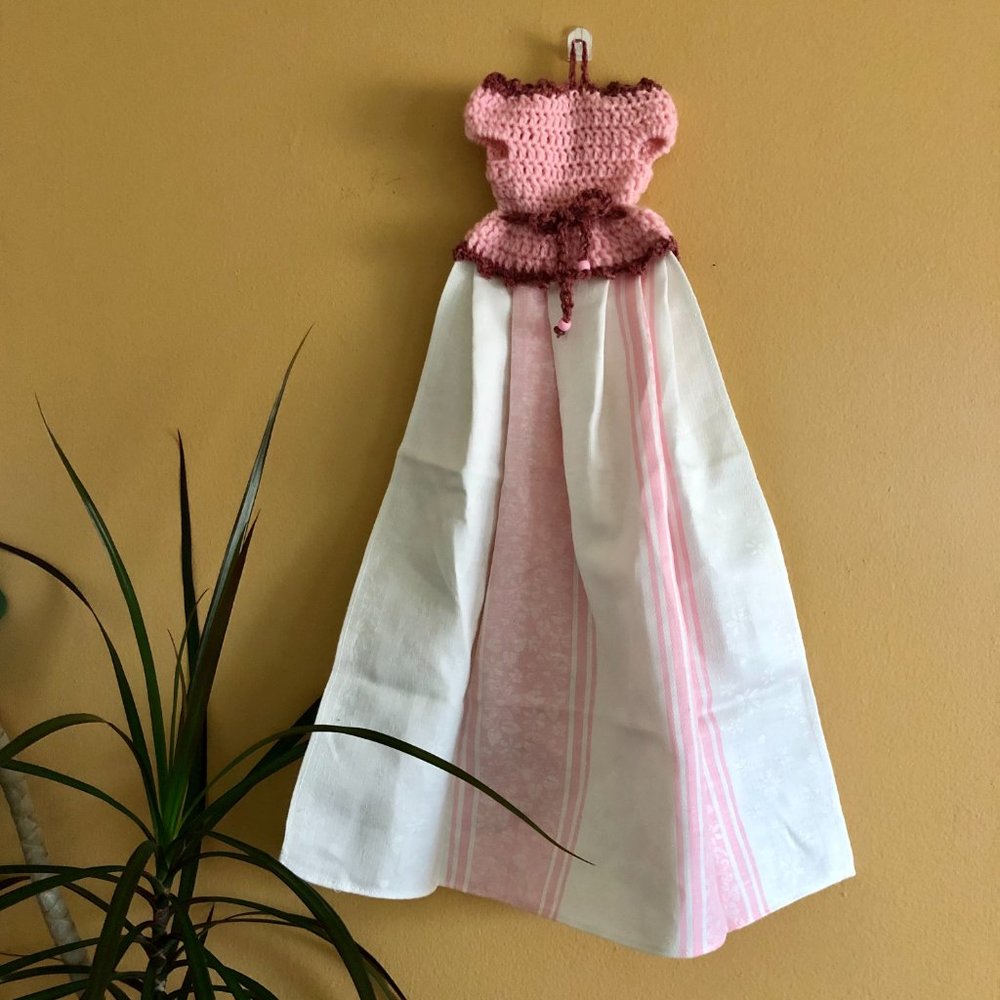 Crochet dress towel, dish towel